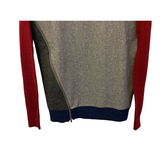 J.CREW Color-Block Crewneck with Zippers Gray Red Wool Blend Size XXSmall - Picture 6 of 10